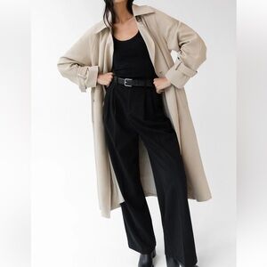 OAK + FORT Oversized Trench Coat in Beige